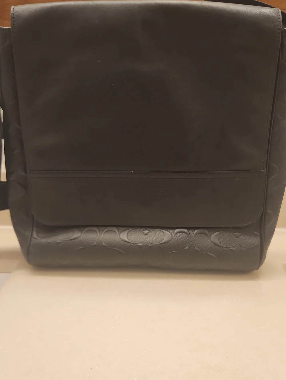 Coach Leather Embossed Signature Men's/Women's Crossbody Messenger Bag W/COA